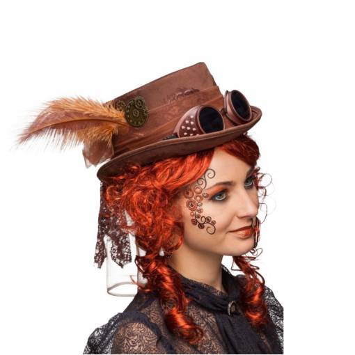 Női steampunk cilinder - Barna