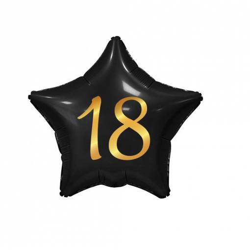 Fólia léggömb csillag - Fekete 18-as számmal