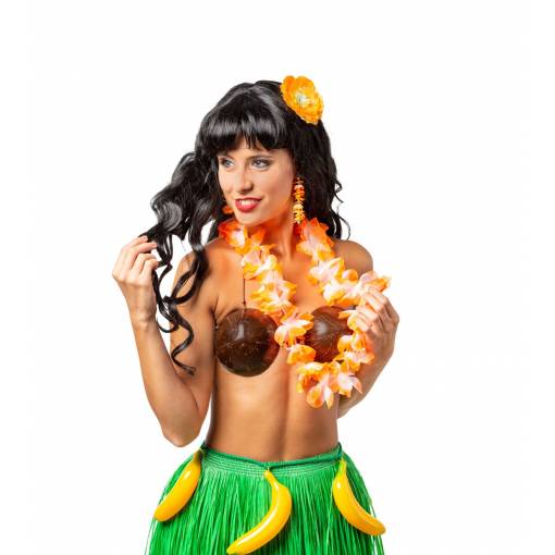 Foto - Hawaii koszorú, fülbevaló, hajcsat - narancs