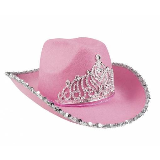 Foto - Női cowboy kalap koronával - rózsaszín