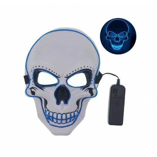 Világító LED maszk - Koponya, kék