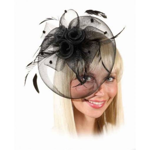 Fascinator dugaszolható fésűvel - fekete